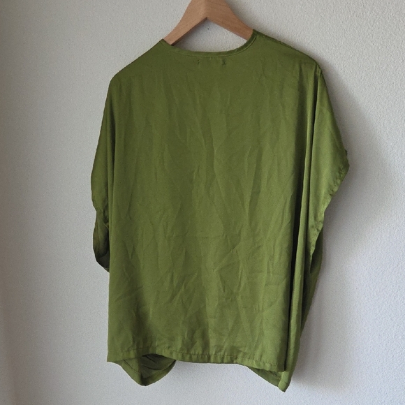 FLOREAT Anthropologie Green Tie-Front Sleeveless Kimono Blouse Coverup One Size - Picture 5 of 11